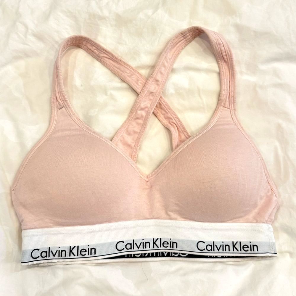 Calvin Klein Modern Cotton Padded Bralette w/ Molded Cups, Pink, Size S
